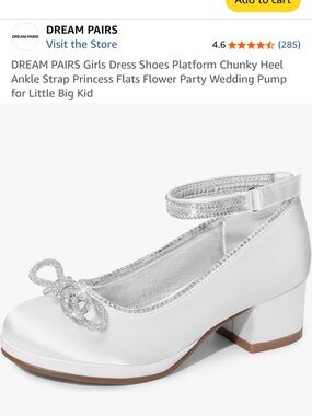 Dream Pairs Girls White and Silver Ankle-Strap Dress Shoes with Bow